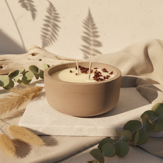 תְּשׁוּקָה | נר בכלי אבן טבעי (פתיל כפול)