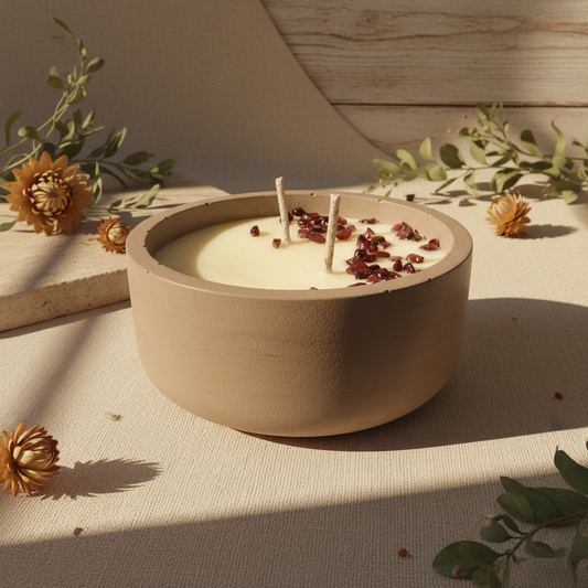 תְּשׁוּקָה | נר בכלי אבן טבעי (פתיל כפול)