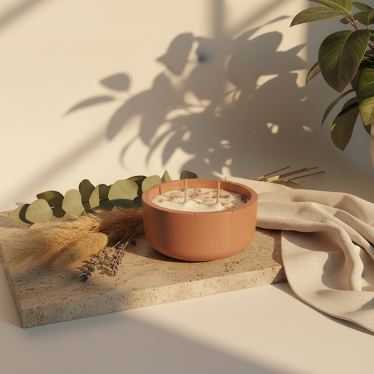 זְרִימָה | נר בקערת אבן (פתיל כפול)