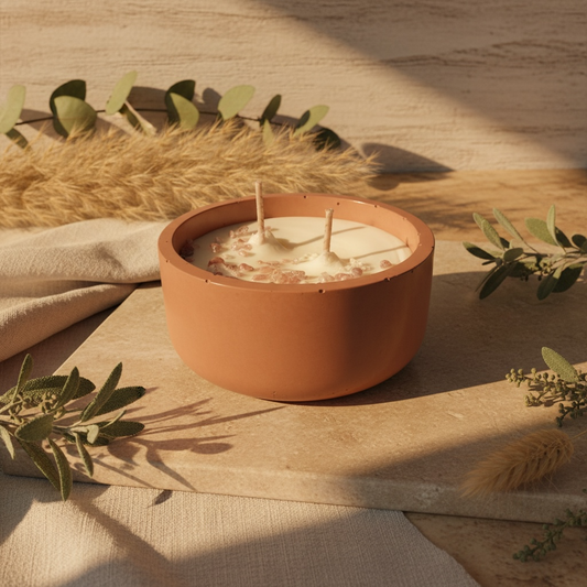 זְרִימָה | נר בקערת אבן (פתיל כפול)