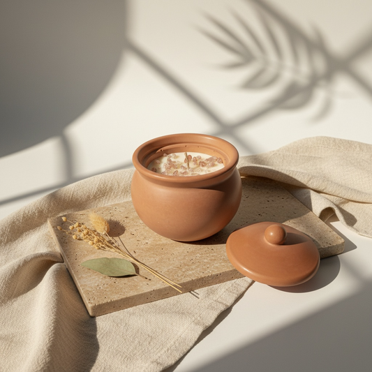 זְרִימָה | נר בכלי אבן בעיצוב כד כפרי